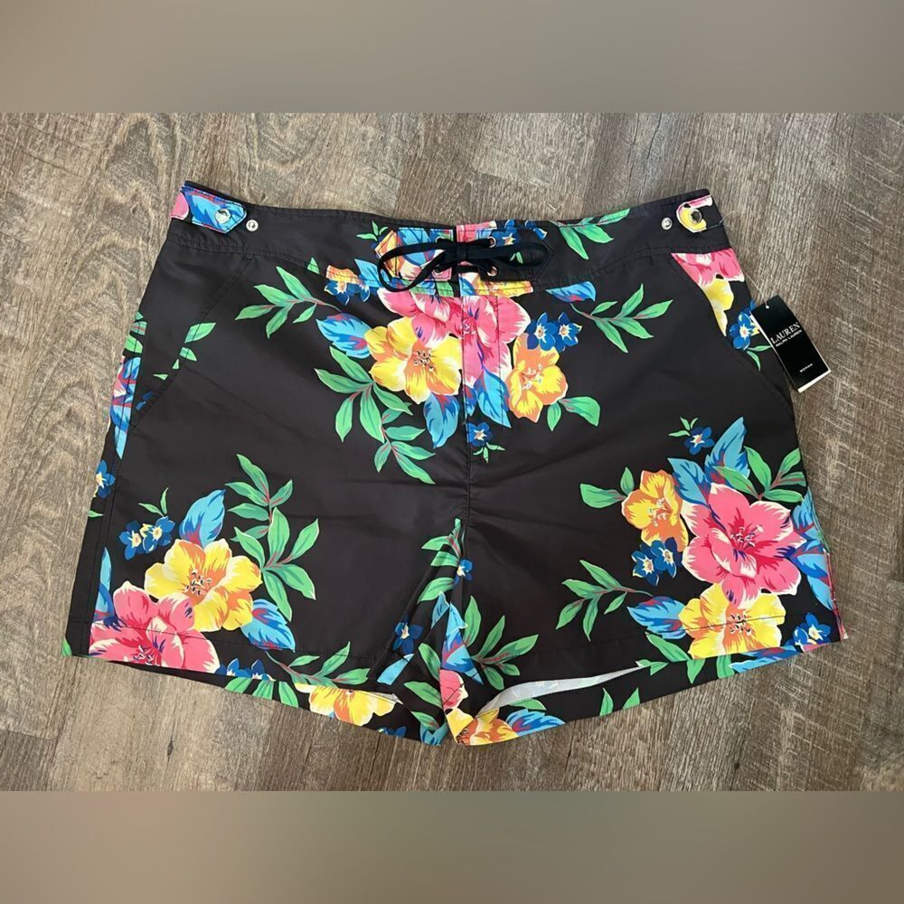 Lauren Ralph Lauren Floral Lace- Front Shorts- Size 16W